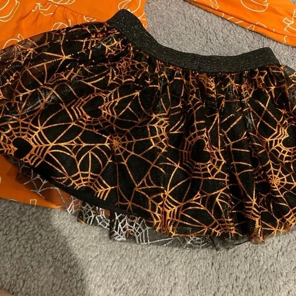Cat & Jack Pumpkin Dress and Spider Web Skirt Halloween/Fall Small Lot (2) - Picture 4 of 7